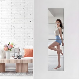 CQHVKQ 12" x 12" Glass Mirror Tiles for Wall – Frameless Full Length Mirror Wall Mounted, Full Body Mirror for Bedroom Home Gym Door & Bathroom (4-Pack) 1