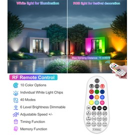 CRODIAL Low Voltage Landscape Lighting, 15W RGB Color Changing Landscape Lights with Remote, AC/DC 12V-24V Christmas LED Landscape Lighting Kit, IP66 Waterproof Spotlight for Yard Garden Path (12Pack)