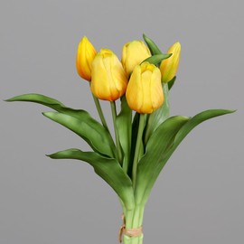 Seidenblumen Roß Natural Real Touch Tulip Bunch 32 x 20 cm with 5 Flowers DP Artificial Flowers Tulips Latex (White)