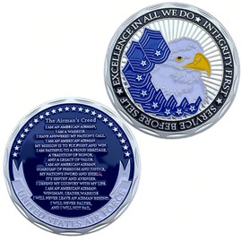 United States Air Force Challenge Coin - Airman's Creed with Eagle Design, Collectible Gift for Veterans