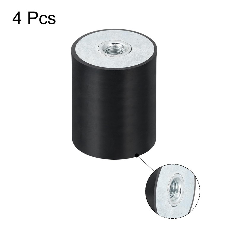 sourcing map 4Pcs 40 x 50mm M10 Thread Female Rubber