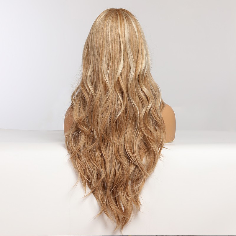 Synthetic Wig Brown Curly Wavy Wig Long Hairpiece