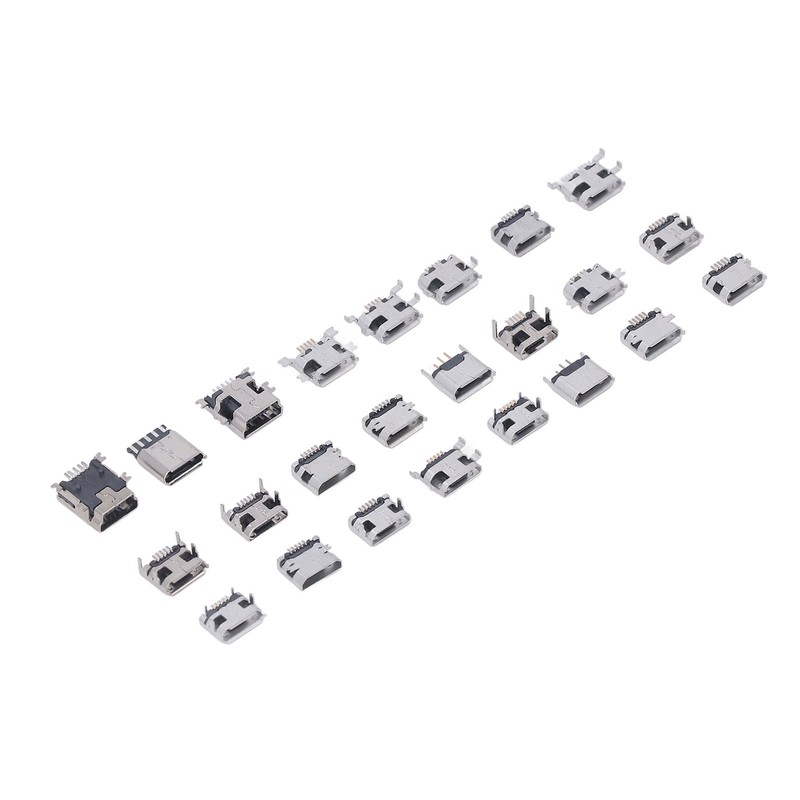 240 Pcs Micro USB Connector Set Stainless Steel Single Row