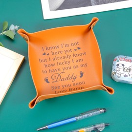 Dad Gifts from Daughter Son Dad Gifts for Birthday Dad to Be Gifts for First Time Dad Gifts from Baby Girl Boy Bump New Dad Gifts for Men Wife Soon to Be Christmas Valentine Fathers Day Leather Tray