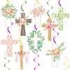 Cross Floral Hanging Swirls, Baptism & First Communion Party Ceiling