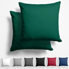 Alreya Set of 2 Mako Satin Cushion Covers 40 x 40 cm - 100% Cotton with YKK Zip, Super Soft Pillow Case, Pillow Slip, Oeko-Tex® Standard Certified, Forest Green, Cushion Cover Only