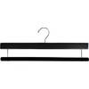 Premium Black Wood Pant Hanger with Black Velvet Non-Slip Bar