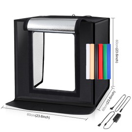 PULUZ 24'' x 24'' Light Box Photography,Large Photo Studio Light Box Professional Dimmable LED Photography Box High CRI Photo Box with 6 Color Backdrops for Product Photography