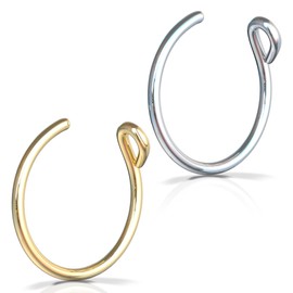 2er Set Faux Clip-On Nasenring 20g - 925 Sterling Silber - 14k Goldgefüllt - Für diesen Nasenring ist kein Piercingloch erforderlich