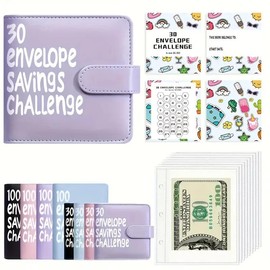 „ÄêFaddish„Äë100 envelope savings books + unlimited writing pencils for easy and fun savings of $5,050, perfect for budget planners:_30-Days Purple