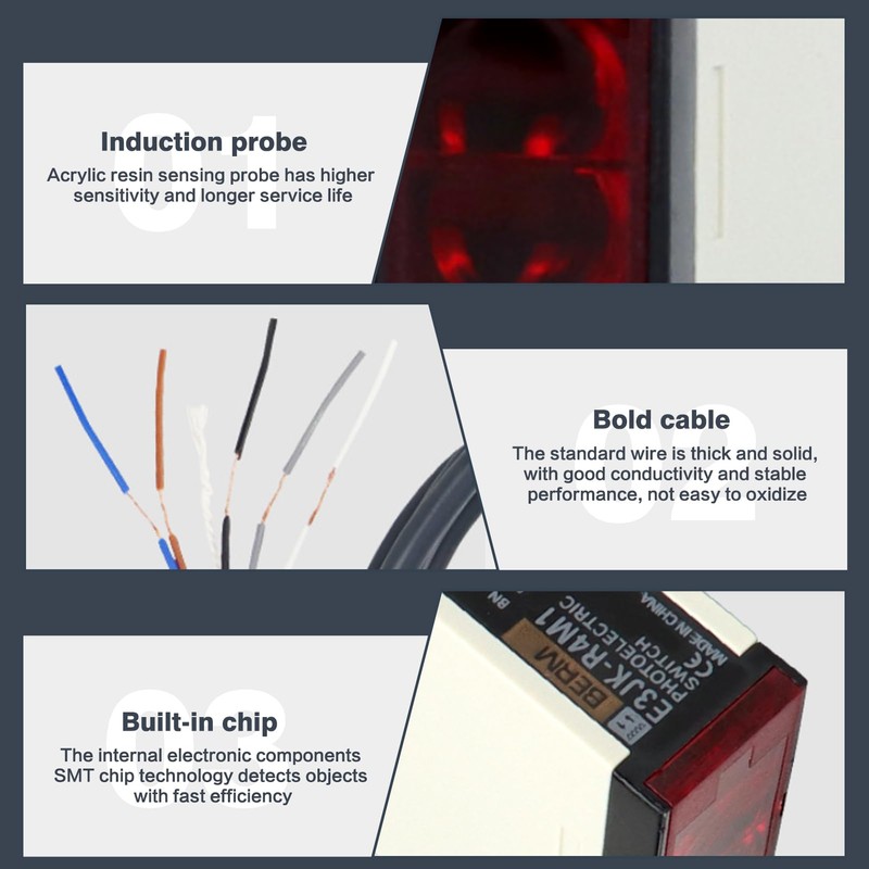DEWIN Reflection Photoelectric Induction Switch AC 90-250V E3JK-R4M1 Sensor Switches