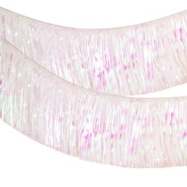 G2PLUS 2m Iridescent White Fringe Garland, 20cm Holographic Tinsel Fringing, Glitter Tinsel Garland, Shiny Backdrop Party Streamers for Birthday Wedding Prom Decoration