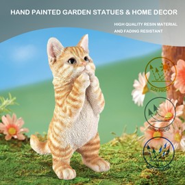 Elenon Praying Cat Figurine Garden Decor, Ornaments Pets Memorial Art Decorative, Kitten Statue Gift for Home Yard Patio Lawn Flower Bed (Orange)