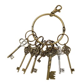 BLESSUME Steampunk Miscellaneous Goods, Fashion, Key-Shaped Antique Key Holder, Unisex, gold
