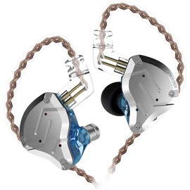 KZ ZS10 Pro - Auriculares con cancelación de ruido, 4BA+1DD, 5 conductores, auriculares de metal de alta fidelidad con placa frontal de acero inoxidable, cable desmontable de 2 pines (azul, sin