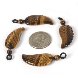 Justinstones Natural Yellow Tiger Eye Carved Angel Wing Reiki Chakra 35mm Pendant Amulet Healing Crystal Jewelry Necklace 22 Inch