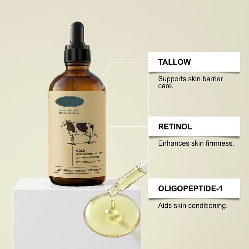 1Pcs Retinol Golden Micro Peptide Tallow Serum, Tallow-Based Facial Essence
