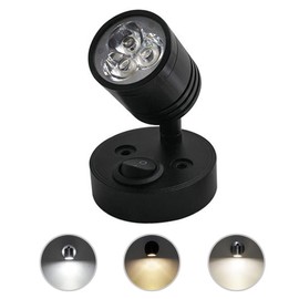 Cihely DC12V 3W RV Interior LED Spotlight Reading Light 3000-6500K Boat Bedside Seat 360°Swivel Wall Lights Fixtures with Switch for Car Trailer CamperMotorhome Yacht（Cold White 3000-3300K，Black）