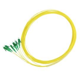 trueCABLE Simplex LC Angled Physical Contact OS2 Singlemode PVC (LSZH) 0.9mm, Fiber Optic Pigtail Fusion and Mechanical Splice, Singlemode 9/125 900um Tight Buffer, 2m, 6 Pack