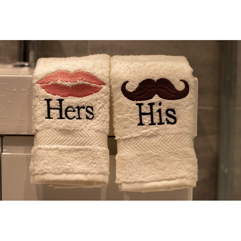 Lex's Linens Set of 2 Embroidered His & Hers Guest