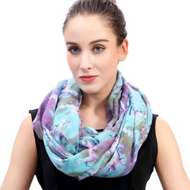 Lina & Lily Unicorn Galaxy Print Women's Infinity Scarf Lightweight (Blue & Purple)