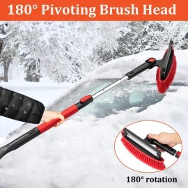 CarCarez 3-in-1 Extendable Snow Brush with Ice Scraper Squeegee Auto Snow Ice Removal