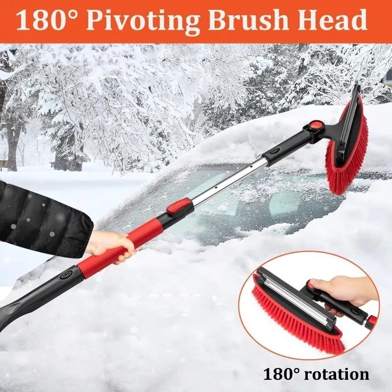 CarCarez 3-in-1 Extendable Snow Brush with Ice Scraper Squeegee Auto