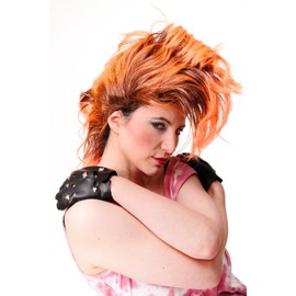 WIG ME UP - Party/Fancy Dress/Halloween Wig Mohawk 80ies Wave Glam Punk Black & Orange