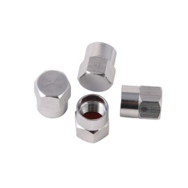 RockTrix - 4 Pieces - Silver Brass Valve Stem Caps Covers - Rubber Seal, Leak-Proof Air Protection, Heavy Duty - Universal Application