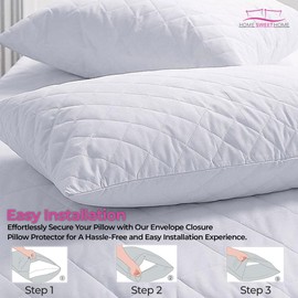 Home Sweet Home UK Quilted Pillow Protectors 2 Pack Envelope Closure - 100% Polyester Super Soft Hollowfiber Padded Pillow Protectors - Hypoallergenic Anti Dust Mite Pillow Protector (48cm x 74cm)