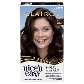 Clairol Nice 'N Easy Permanent Hair Colour 4 Natural Dark Brown, 100% Grey Coverage, Natural Looking Hair Colour