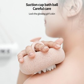 2-in-1 Sunflower Shower Sponge with Suction Cup | Exfoliating Bath Sponge for Soft Skin | Hypoallergenic & Eco-Friendly Body Scrubber for Spa-Like Luxury (Meat Pink)