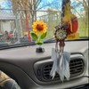 Shaking Sunflower Car Accessories Dashboard Decorations, Smiley Handmade Knitted for