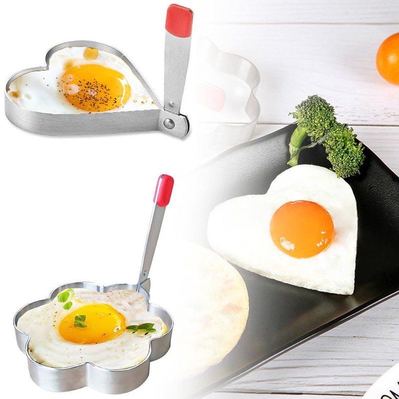 2 Pcs Stainless Steel Egg Rings with Anti Heat Handle