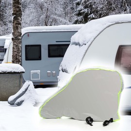 Wiltec Drawbar Cover, Silver, 95 x 61 x 15 cm, Drawbar Cover for Caravans and Trailers, UV-Resistant, Waterproof, 2 Tie Down Straps, 210D Oxford Fabric