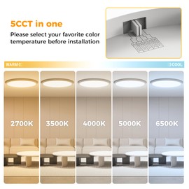 6 Pack 12inch Flush Mount LED Ceiling Light,2700K-6500K 5 Color Temperature Selectable Ceiling Lights,24W 3200LM Low Profile Ceiling Light for Bedroom Kitchen Hallway Bathroom