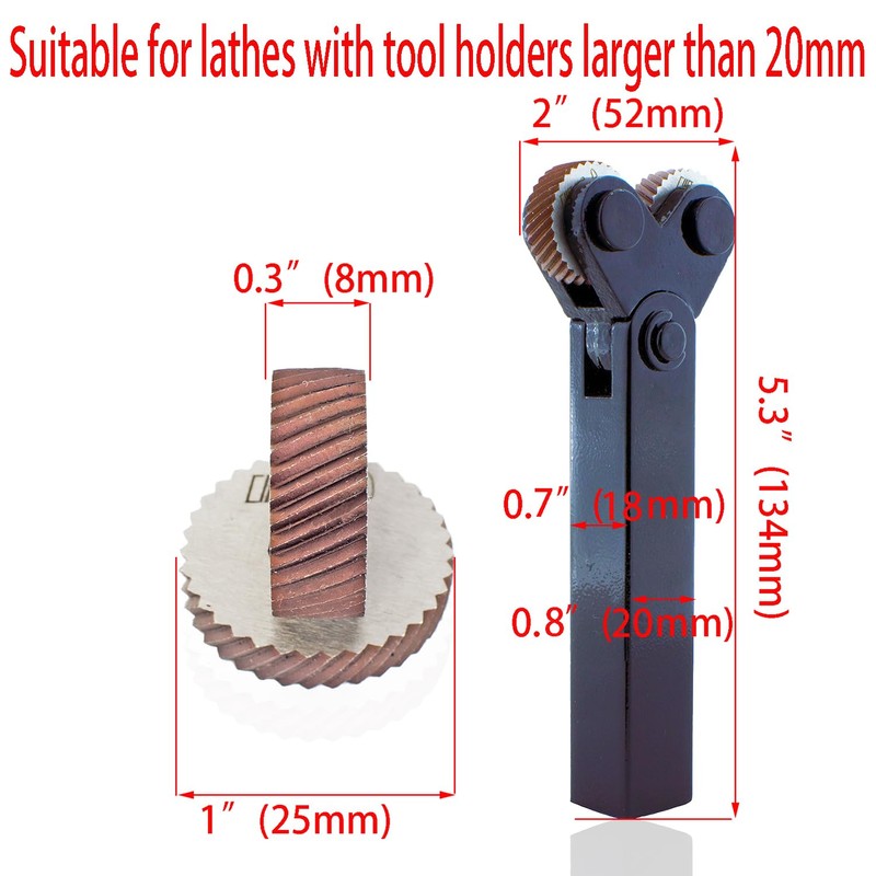 JFSM 7pcs high-Strength Double-Wheel Lathe knurling Tools Diagonal Diagonal knurling