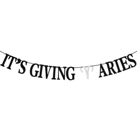 It's Giving Aries Banner, Big Aries Energy, Aries Season, 12 Zodiac Birthday Party Decorations Supplies