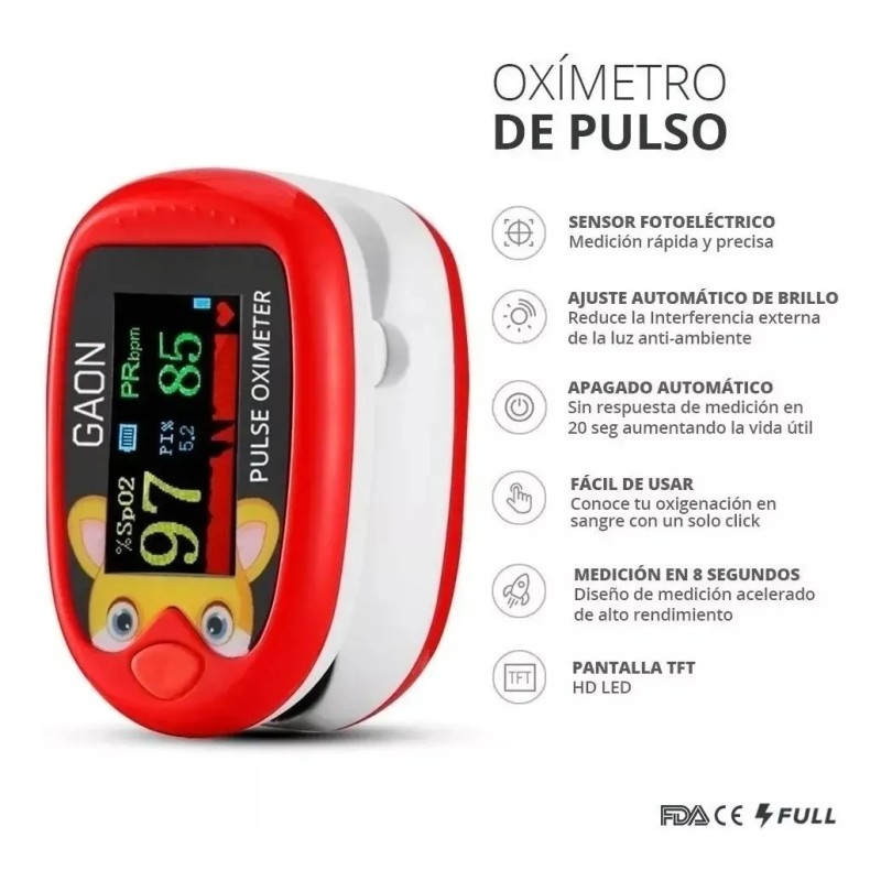Oximetro, Pulsoximetro, Oxigeno, Cardiaco Pediatrico