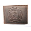 Fire Fighter Front Pocket Slim Fold Wallet Embossed Leather