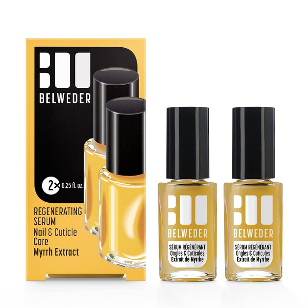 BELWEDER - Regenerating nail and cuticle serum with myrrh extract 2 x 7.5 ml - care for damaged nails - stimulates the regeneration of the nail plate after artificial and gel nails