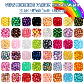 ONBAGLST DIY Bracelet Beads for Children, Beads for Bracelets, 48 Colours Beads for Threading, 2400 Pieces DIY Bead Set, Adult Jewellery Making Craft Kit