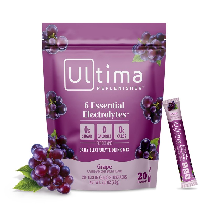 Ultima Replenisher Daily Electrolyte Powder – Grape, 20 Stickpacks –