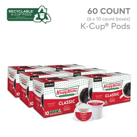 Krispy Kreme Classic Keurig Single-Serve K-Cup Pods, Medium Roast Coffee, 60 Count (6 Packs of 10)