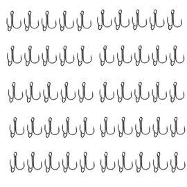 Treble Hooks, 50 Pieces Treble Hooks Carbon Steel, Treble Fishing Hooks Set, Treble Fishing Hooks Carbon Steel, CuiCanfla Fishing Hook Set, Carbon Steel, Sharp, for Saltwater Fishing
