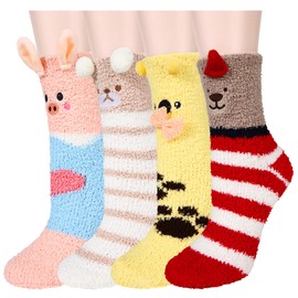 Benefeet Sox - Calcetines peludos para mujer, lindos calcetines de pantuflas para niñas, divertidos y esponjosos de invierno, calcetines cálidos suaves y acogedores de felpa para dormir en interiores,