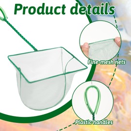 8 Inch Aquarium Fishnet Fish Tank Net with Long Plastic Handle Tank Cleaning Tools Quick Fish Catch Nets (Green)