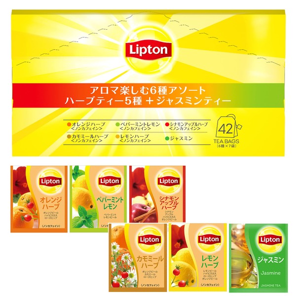 Lipton Aroma Enjoying 6 Types Assortment (5 Herbal Tea + Jasmine Tea), 6 Types x 7 Bags