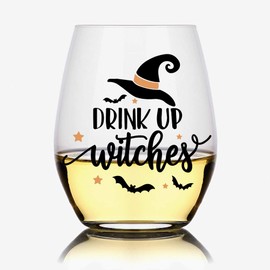 Perfectinsoy Funny Drink up Witches Wine Glass, HalloweenFunny Wine Glass, HalloweenFunny Gift for Him, Her, Mom, Wife, Boss, Sister