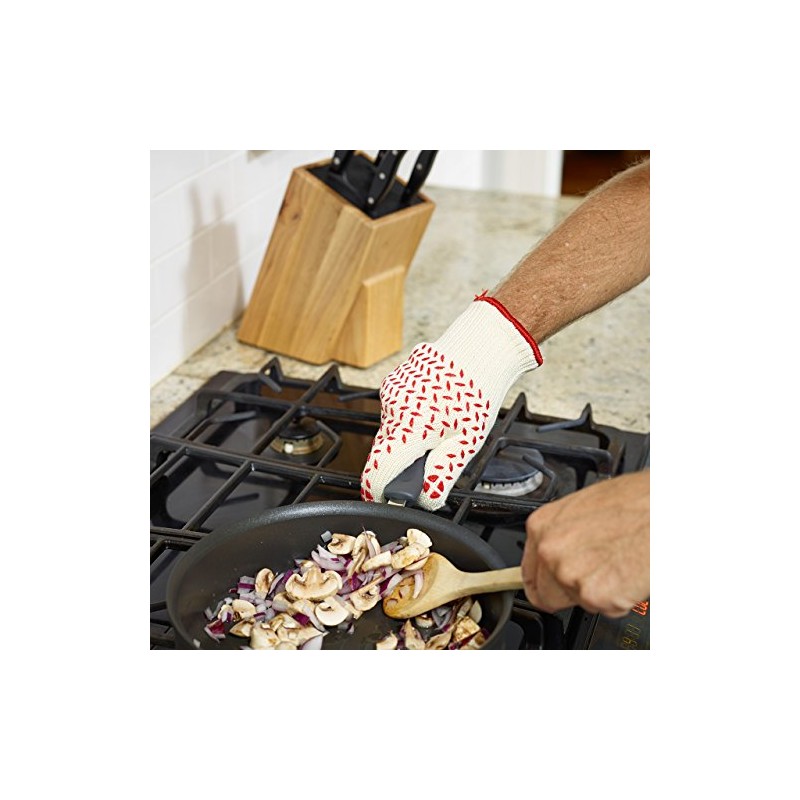 Kapoosh Heat Resistant Glove, Red Silicone Grip